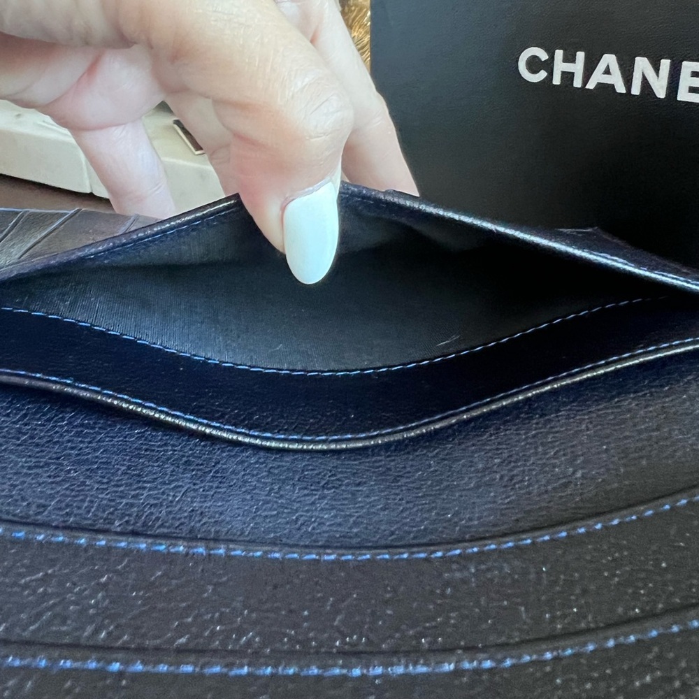 CHANEL Camellia Flower Empreinte Black Leather Bill Card Wallet with Box & Card - Picture 9 of 16